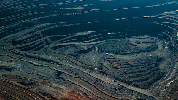 Aerial view of a strip mine