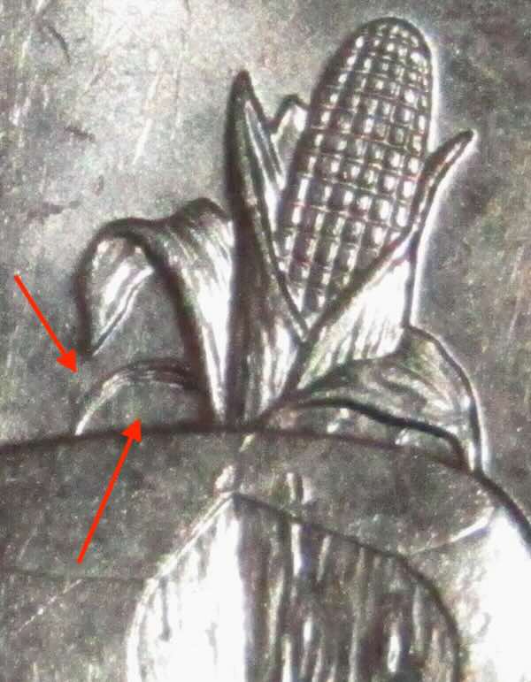 2004 Wisconsin Quarter "Low Leaf" Error Close Up Detail