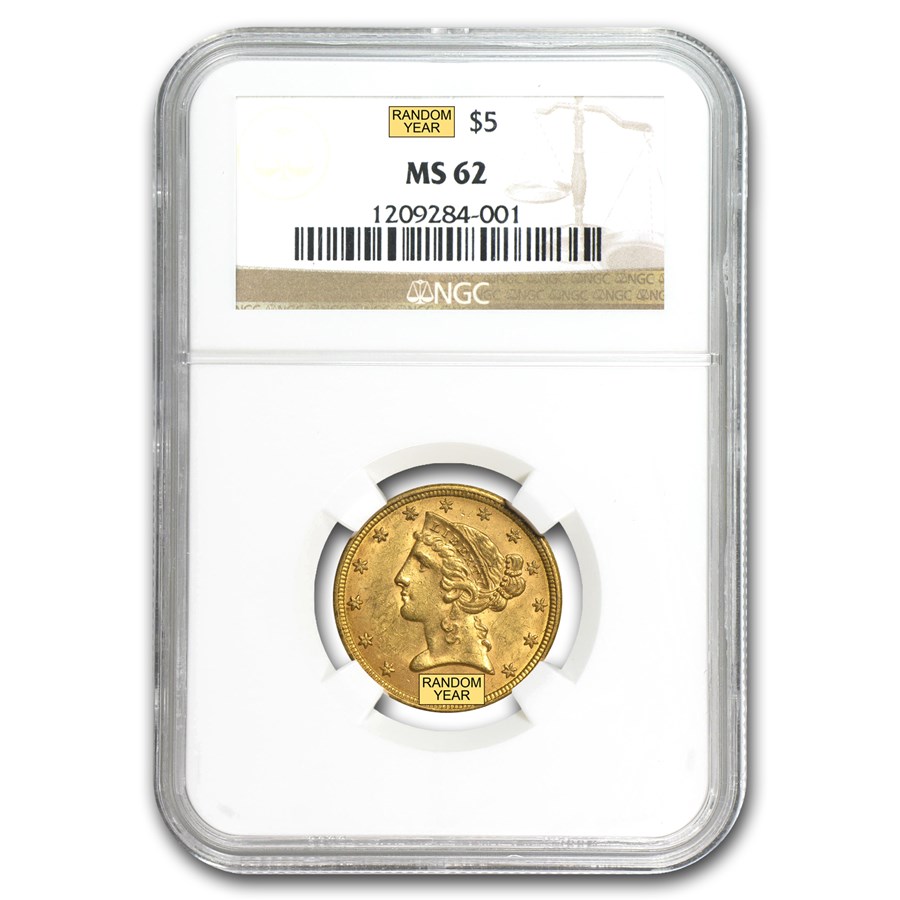 NGC MS62 $5 Half Eagle Gold Coin