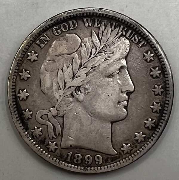 1899 Barber Half Dollar Coin showing Fine Details