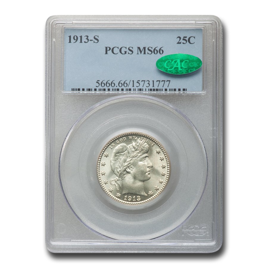 1913-S Barber Quarter MS66 Value $50,000 to $60,000