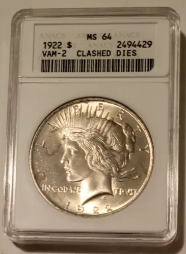 1922 Peace Dollar VAM-2 Clashed Dies