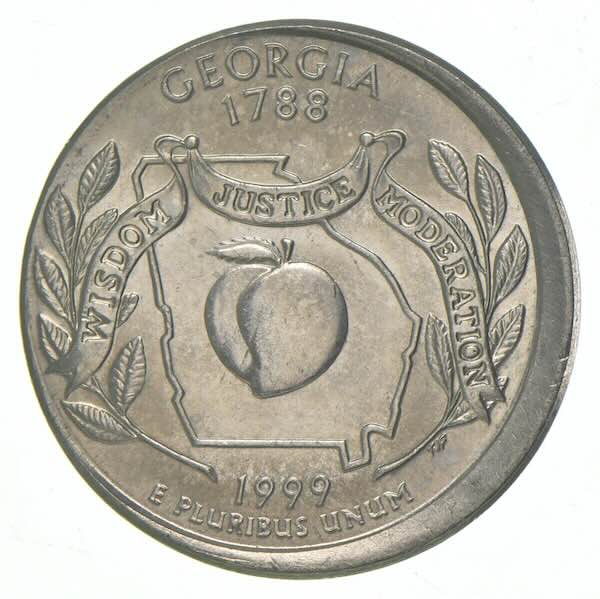 1999 Georgia State Quarter Off-Center Strike