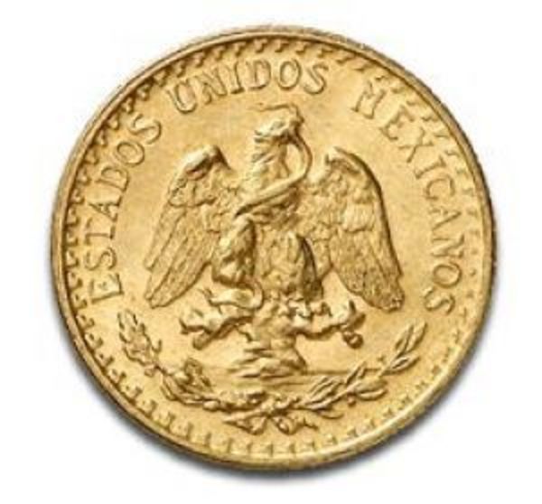 Obverse of a common Mexico Dos Pesos Gold Coin