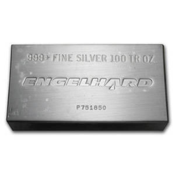 Extruded and stamped Engelhard 100 oz bar with P series serial number