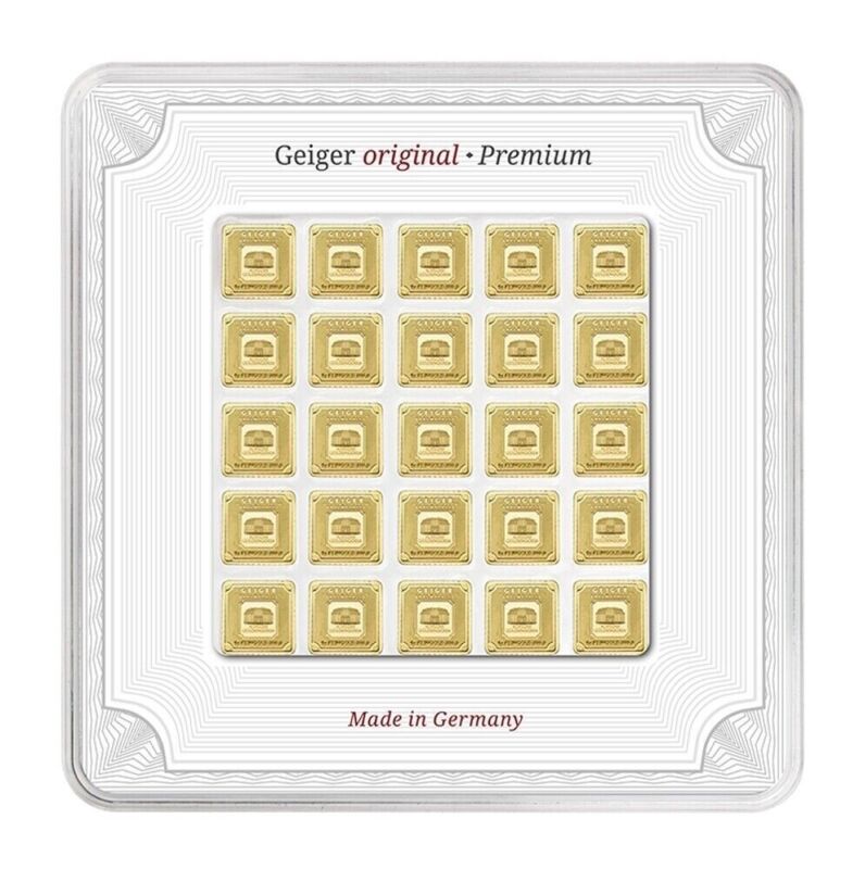 Geiger Multicard 25x 1 gram gold bars in Assay Card