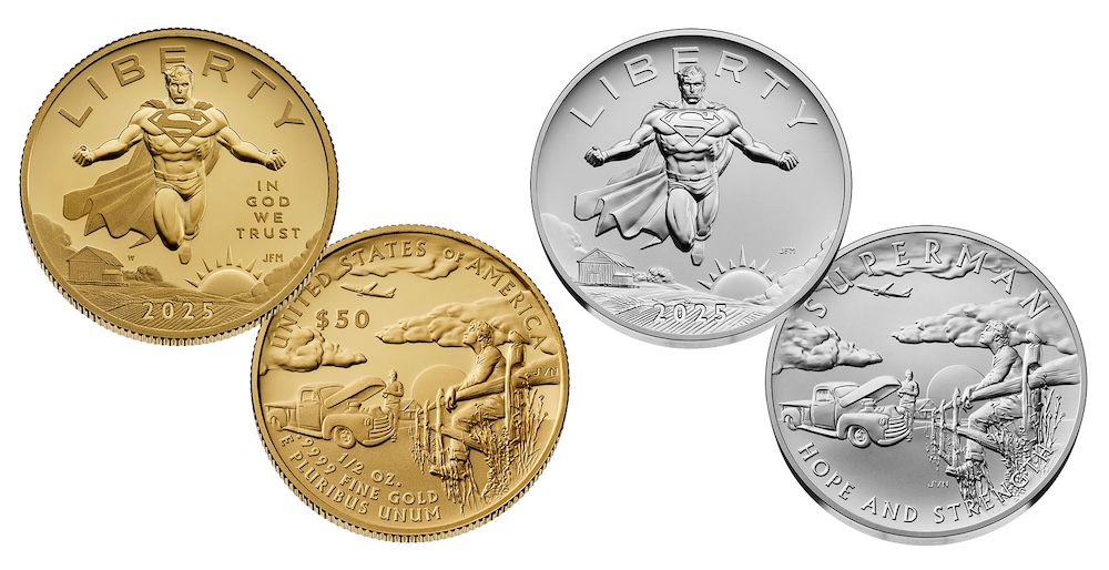 US Mint Superman Gold Coin & Silver Medal