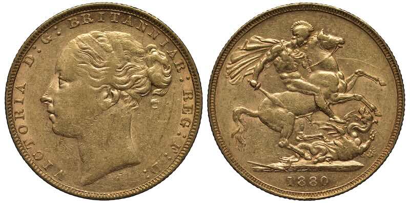 Vintage Queen Victoria 1880 British Gold Sovereign
