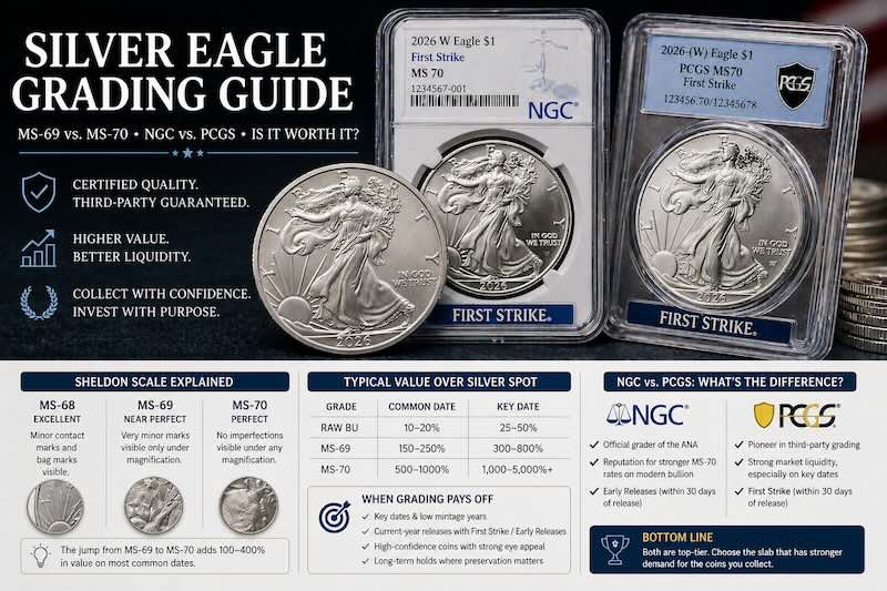Silver Eagle Grading Guide: NGC vs PCGS, MS69 vs MS79