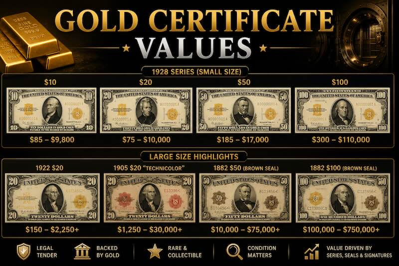 gold certificate values