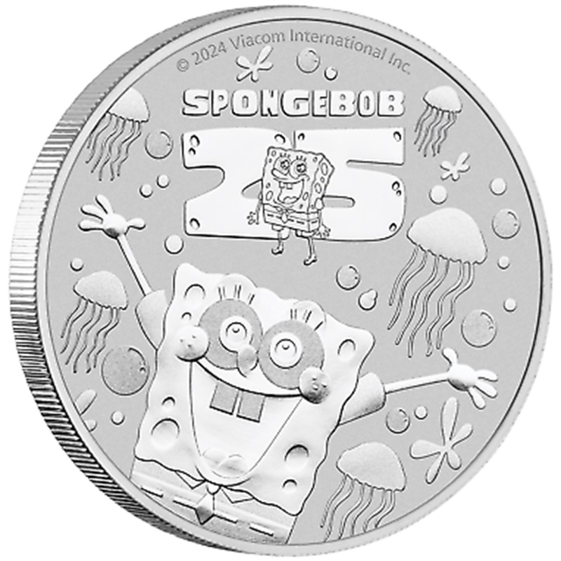 Compare 1 oz 2024 25th Anniversary Spongebob Squarepants Silver Coin prices