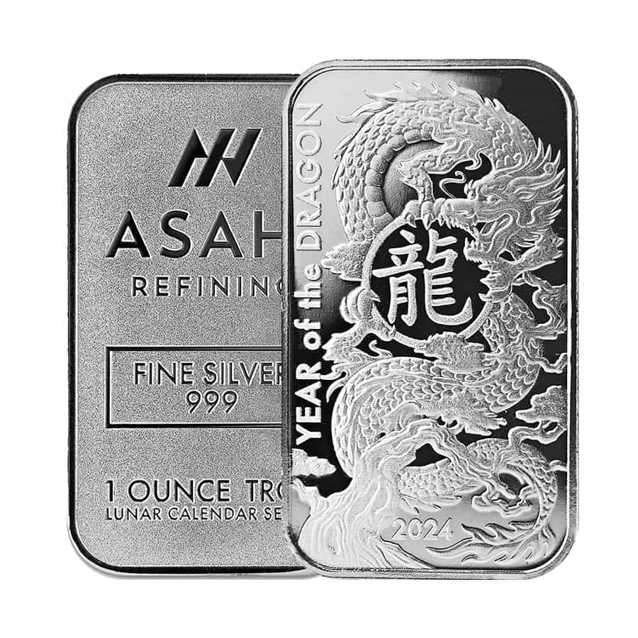 Compare prices of 1 oz Asahi Lunar Dragon Silver Bar from online dealers