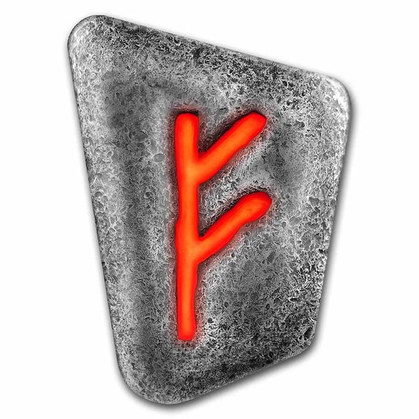 Compare 1 oz Silver Piece - Germania Mint Fluorescent Rune: Fehu prices