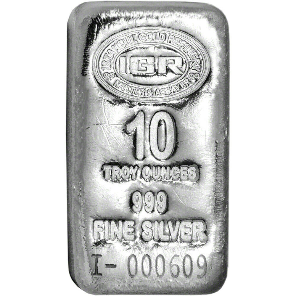 10 oz IGR Poured Silver Bar Loaf Style