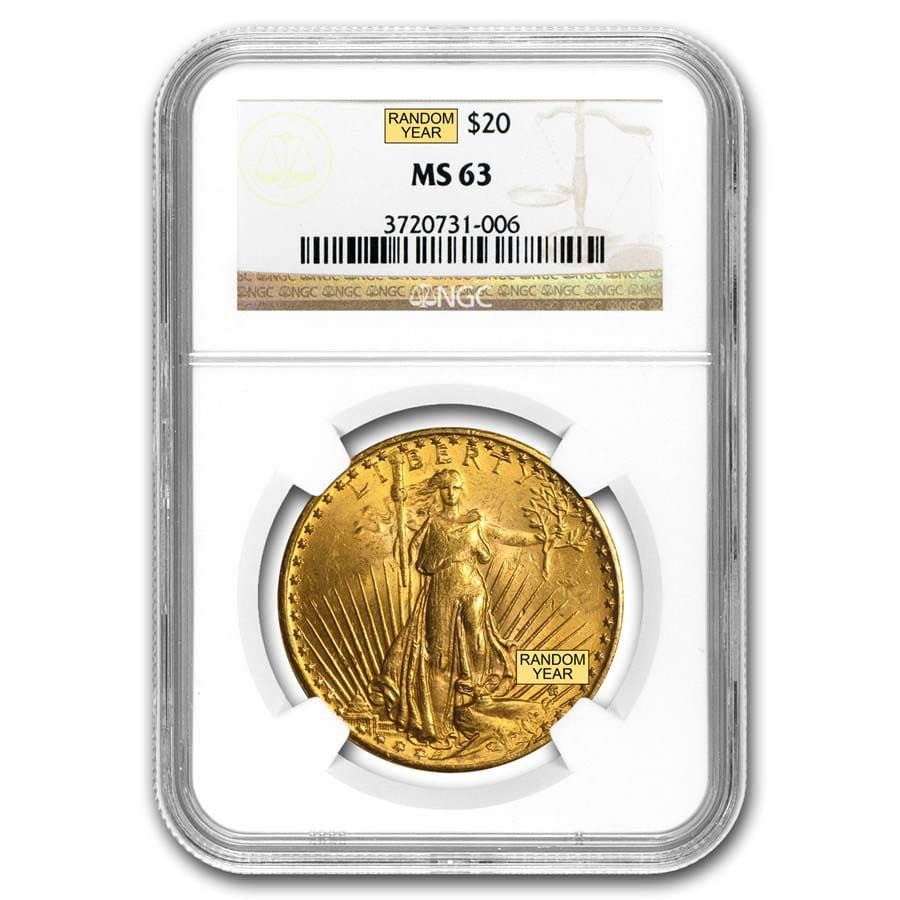 Compare $20 MS-63 St. Gaudens Double Eagle Gold Coin - Random Year prices