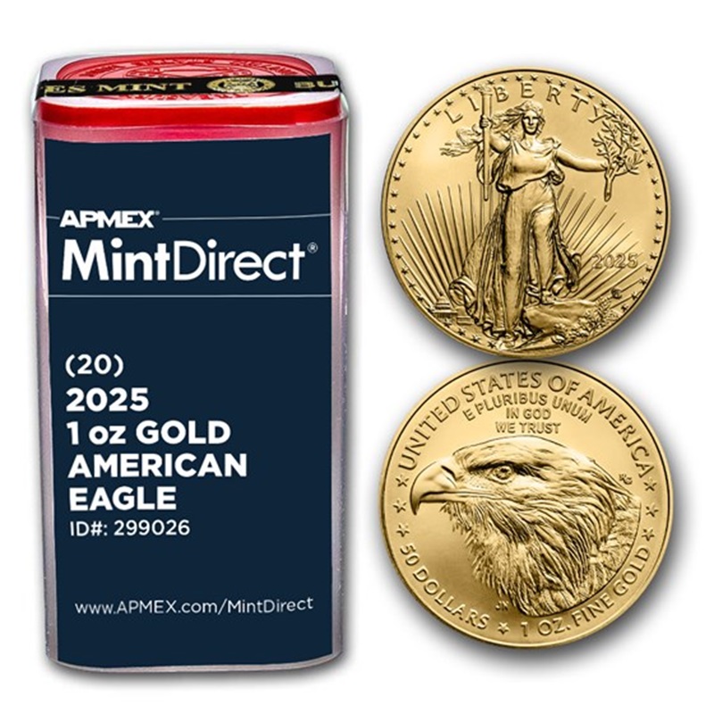 Compare 2025 1 oz American Gold Eagle (20-Coin Tube) prices