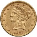 Compare $5 Liberty Half Eagle Gold Coin (BU) prices