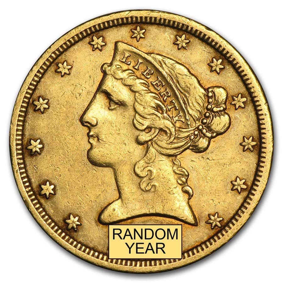 Compare $5 Liberty Half Eagle Gold Coin (VF+) - Random Year prices