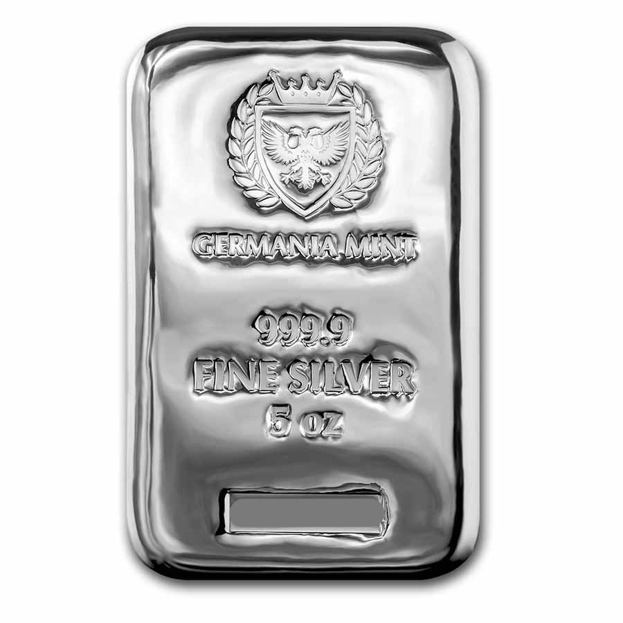 Compare 5 oz Silver Bar - Germania Mint prices
