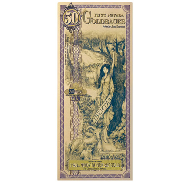 Compare 50 Nevada Goldback 1/20 oz 24K Gold Foil Aurum Note prices