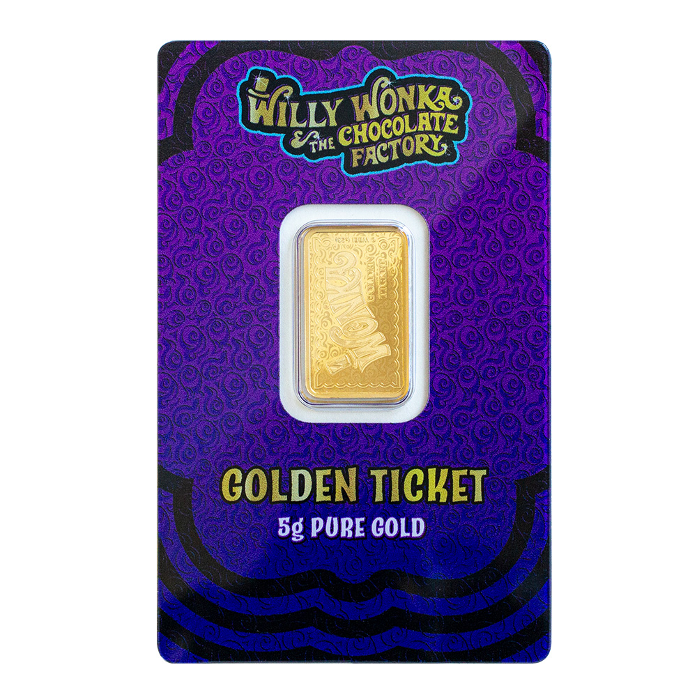 Compare 5 gram Willy Wonka Golden Ticket Gold Bar - PAMP Suisse prices