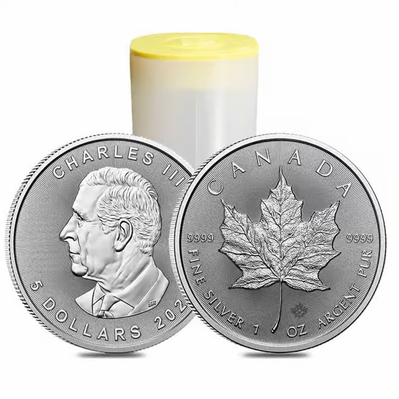 Compare Tube of 25 - 2026 1 oz Canadian Silver Maple Leaf Coin BU prices