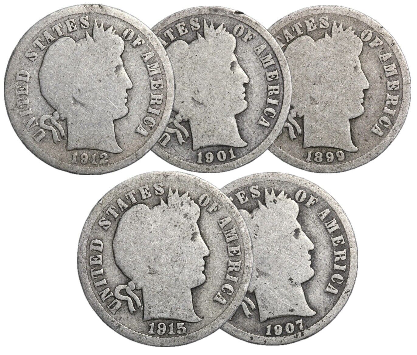 Compare $5 Face - 90% Barber Silver Dimes prices