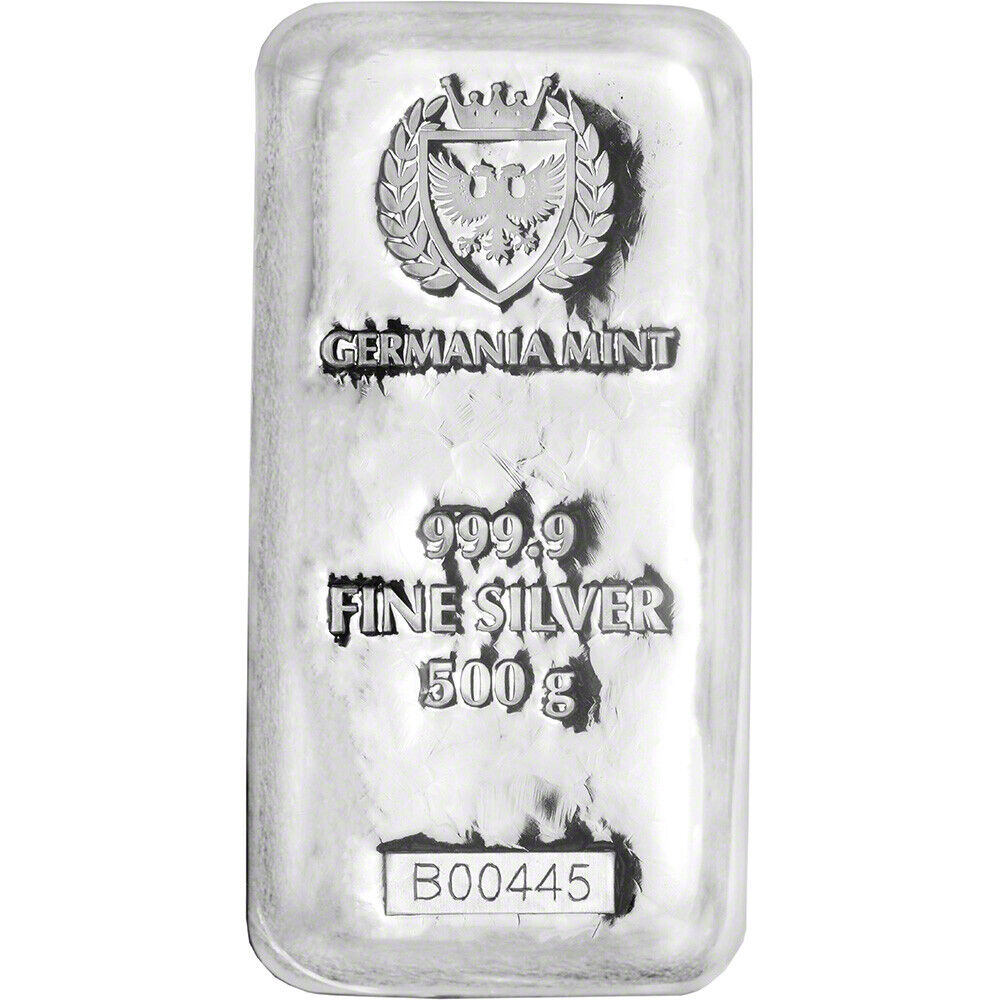 Compare 500 gram Silver Bar Germania Mint prices