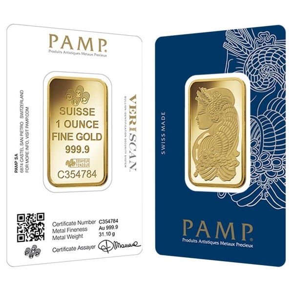 Compare PAMP Lady Fortuna 1 oz Gold Bar in Assay prices