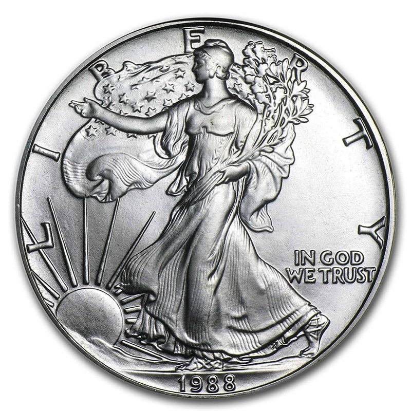 Compare 1988 1 oz American Silver Eagle Coin BU prices