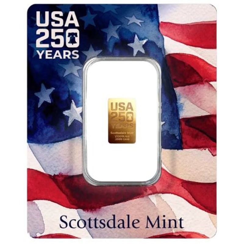 1/100th oz 250th Anniversary USA Gold Bar