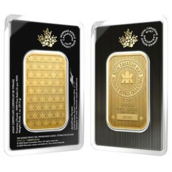 Compare gold prices of 1 oz Gold Bar Royal Canadian Mint