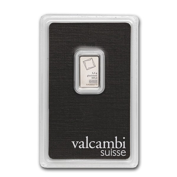 Compare Valcambi 2.5 Gram Platinum Bar in Assay prices