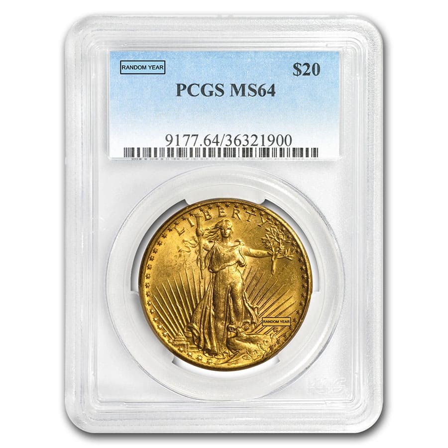 Compare $20 MS-64 St. Gaudens Double Eagle Gold Coin (NGC or PCGS) - Random Year prices