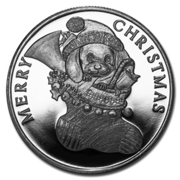 Compare silver prices of 2019 Christmas Puppy Stocking 1 oz Silver Round