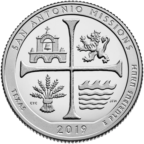 Compare 2019 ATB San Antonio Missions, TX 5 oz Silver Coin prices