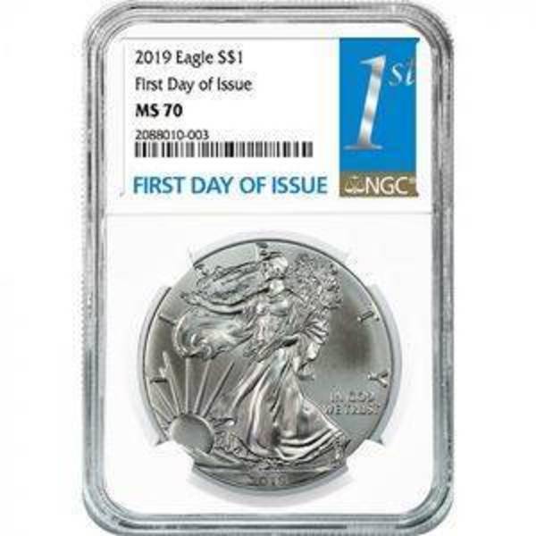 Compare silver prices of 2019 NGC MS-70 First Day Of Issue American Silver Eagle Coin