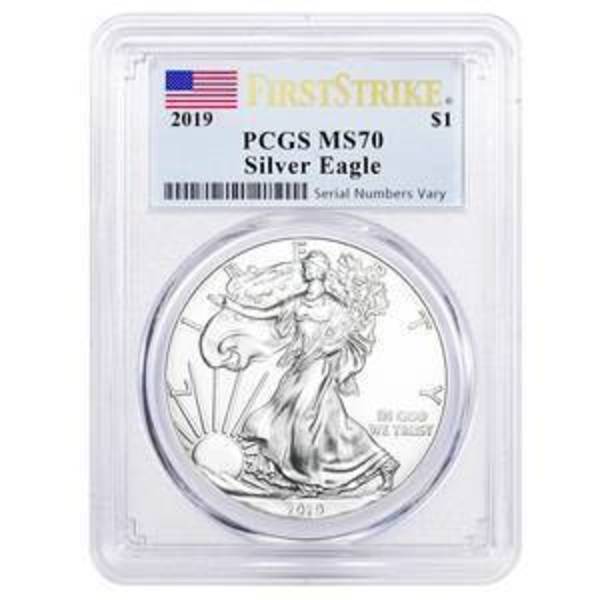 Compare silver prices of 2019 1 oz Silver American Eagle $1 Coin PCGS MS 70