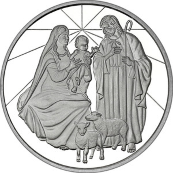 1-1 oz .999 Silver Round Nativity Scene Merry Christmas BU