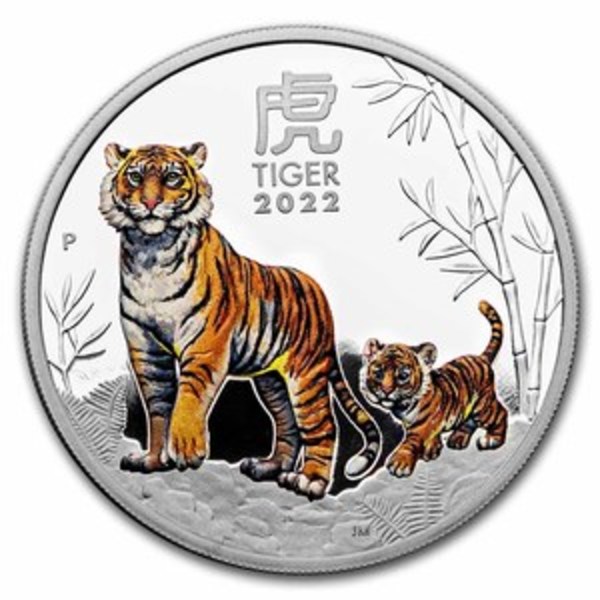 Compare silver prices of 2022 Australia Lunar Tiger 1 oz Silver Colorized Proof Coin