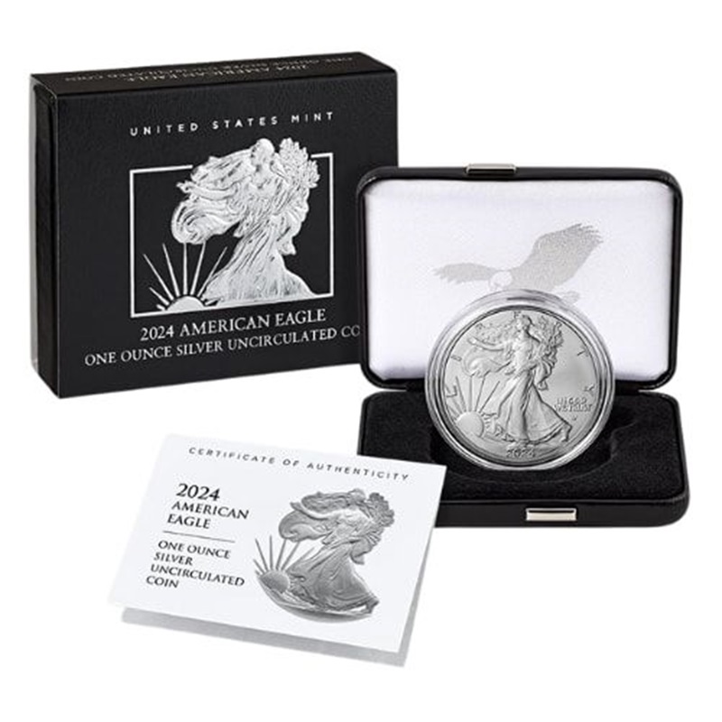 Compare 2024-W 1 oz American Silver Eagle Burnished Coin prices