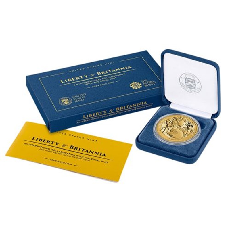 Compare 2024-W 1 oz Liberty and Britannia Proof Gold Coin w/ US Mint Box & COA prices