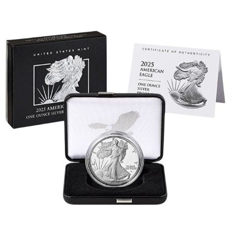 Compare 2025-W 1 oz American Silver Eagle Proof Coin with Box & COA prices