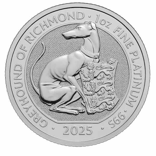 Compare 2025 1oz Tudor Series Platinum Greyhound of Richmond Coin prices