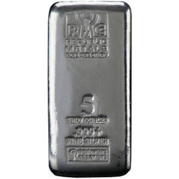 Compare prices of 5 oz (RMC) Republic Metals Cast Silver Bar from online dealers