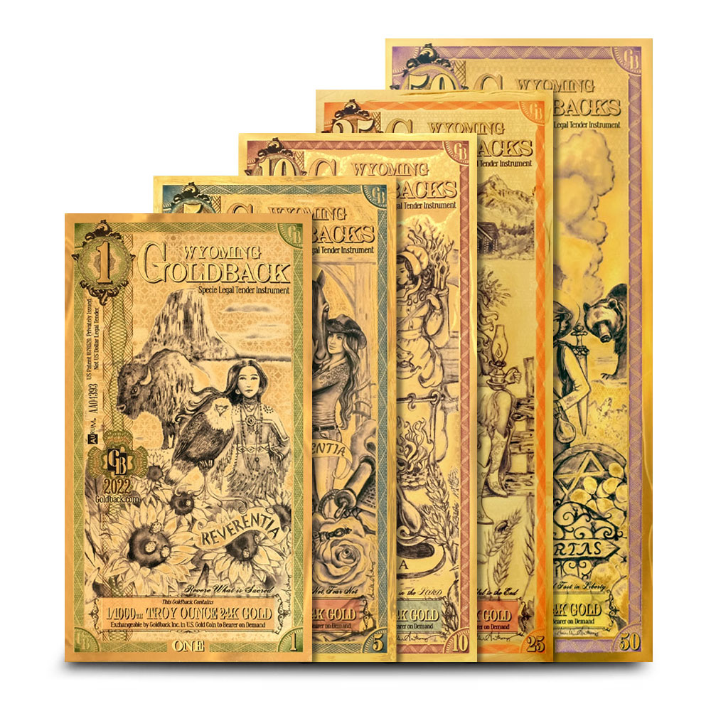 Compare Wyoming Goldback Gold Note 5 Piece Set prices