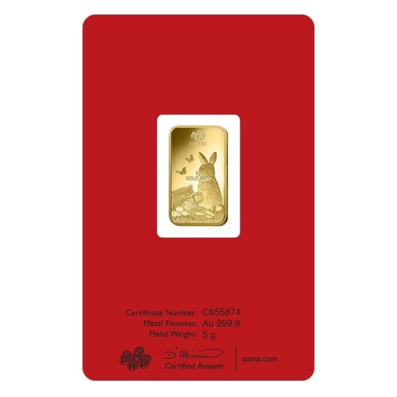 PAMP Lunar Rabbit 5 gram gold bar