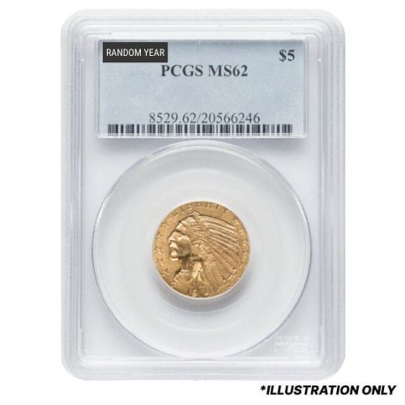 Compare PCGS MS-62 $5 Indian Half Eagle Gold Coin - Random Year prices