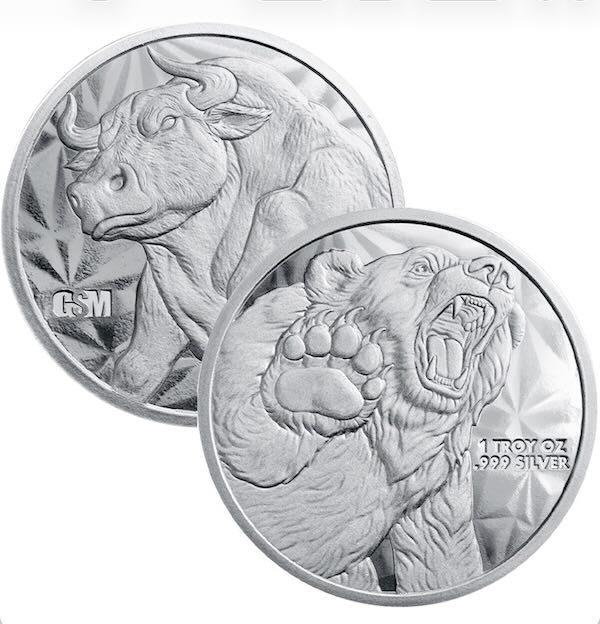 1/2 oz Silver Bull and Bear Round