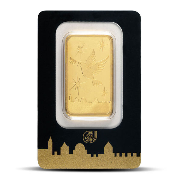 Compare 50 gram gold bar Dove of Peace Holy Land Mint  prices